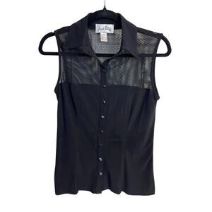 Joseph Ribkoff Black Sheer Yoke Sleeveless Top